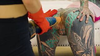 Anal pornstars anuskatzz and stacy bloom - ATM lesbian pussy licking big dildo XL sextoy halloween special play porn video